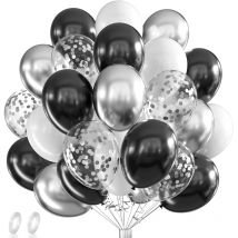 42 pezzi 12 pollici argento nero bianco coriandoli palloncini in lattice decorazioni per feste di compleanno bambini ragazzo ragazza adulto matrimonio globos forniture