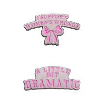 Fashion Pink Funny Quote Brooch Bow Enamel Pins I Support Women's Wrongs Brooches Lapel Badge Jewelry Ornaments Drop Shipping