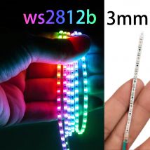 Superdünnes 3 mm WS2812b LED-Streifenlicht, DC 5 V, 12 V, individuell adressierbar, SPI, RGB-Pixel, LED-Band, Traumfarbe, DIY