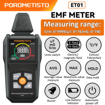 ET01 Electromagnetic Radiation Detector Electric/Magnetic Field EMF Meter Household Electromagnetic Wave Radiation Measure Meter