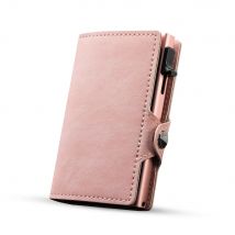 CASEKEY Portafoglio rosa Portafoglio pop-up sottile e minimalista in pelle con blocco Rfid Mini porta carte automatico in alluminio per donna uomo