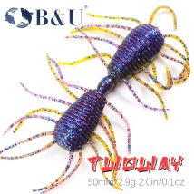 B&U-Soft Esche in Silicone per la Pesca, Esche Artificiali per Spigola, Luccio, Minnow Swimbait, Jigging Esche di Plastica, Larva, 8 Pezzi, 50mm