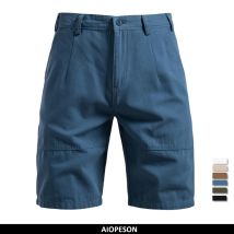 ‌ AIOPESON 2025 Herren 5-Zoll-Freizeitshorts aus 100 % Baumwolle, einfarbig, elastische Taille, Sommer, bequem, Strand, Business, Sozial, mehrere Farben