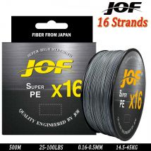 JOF X16 Verbesserte geflochtene Angelschnüre, superstark, 16 Stränge, Multifilament-PE-Schnur, 500 m, 25 lb/32 lb/40 lb/55 lb/68 lb/80 lb/100 lb