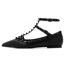 【 Messen Sie Ihre Fußlänge vor der Bestellung 】 Nieten elegante Luxus Designer Frauen Freizeit Riemchen Mode flache Balletts chuhe 69-chc-33