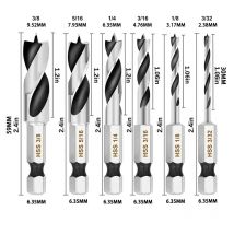 2/6Pcs 1/4" Hex Shank Drill Bits Quick Change 3-Point Stubby HSS Drill Bit Set For Electric Drill Woodworking Power Tool