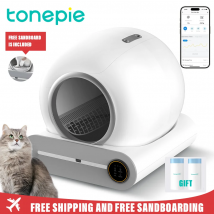 Tonepie 65L Lettiera per gatti intelligente automatica Autopulente Lettiera per gatti completamente chiusa Vassoio per lettiera per animali domestici Versioni in inglese