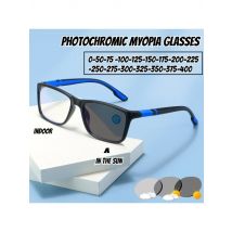 Photochromic Myopia Glasses for Men Women Sports Anti-blue Light Near Sight Eyewear Color Changing Black Red Frame Eyeglasses