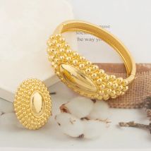 Damen Armreifen Dubai Armbänder Äthiopischer Schmuck Afrikanische Braut Hochzeit Armreif Ring Set Neues Design Schmuck Geschenk