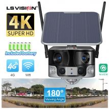 LS VISION 4K 8MP Dual Objektiv 4G Solar Kamera Outdoor WIFI 180 ° Ultra Weiten Blick Winkel PIR menschlichen Erkennung Sicherheit Kamera 4X Zoom