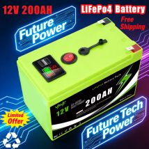 Solar 🪫 Batterie 🪔 12V 200AH ️Lithium-Tiefzyklusbatterie, integriertes BMS – perfekt für Solarsysteme, Wohnmobile, Boote und Kabinenleistung