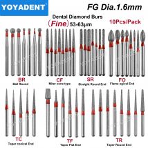 FG Frese dentali fini Frese diamantate Turbine ad alta velocità Punte Strumenti di lucidatura per laboratorio dentale TR/TC/TF/FO/BR/SR/Tipo 1.6mm 10 pz/pacco