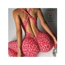 Leopard Jumpsuit for Women Workout Seamless Jumpsuits Yoga Ribbed One Piece Tank Tops Rompers Sleeveless Exercise Jumpsuits