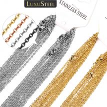 LUXUSTEEL 10 Pz/lotto Catene In Acciaio Inox 2mm/1mm O Forma Rolo Link Collana Lunga Cubana Per Le Donne Del Pendente Gioielli FAI DA TE All'ingrosso