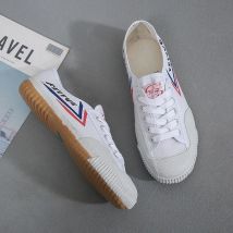 Unisex Canvas Sports Shoes Athletic Training Martial Arts Shoes Running Shoes Low Top Lace up Flat Heel Pure Color Rubber Sole