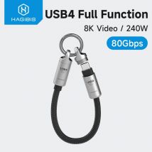 Hagibis Cavo USB4 corto Portachiavi portatile Cavo da C a C Cordino Cavo di tipo C 240 W 80 Gbps per Thunderbolt 4/5 iPhone 17 Pro SSD