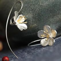 Ohrringe aus 925er-Sterlingsilber mit Blumen und langen Quasten für Damen, thailändischer Prozess, elegante Dame, Sterling-Silber-Schmuck