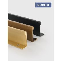 Nurlin Griff aus massivem Messing für Schrank, Schublade, Schrank, Türgriff, bequem, abgerundete Kante, Lippengriff, verlängerte Länge, mattschwarz