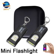 Potente Mini llavero LED COB, linterna recargable por USB, luz de trabajo colgante, llavero impermeable, lámpara de bolsillo para caminar y acampar