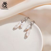 Orsa Juwelen echte 925 Sterling Silber Barock Perlen baumeln Ohrringe Rhodium Vintage Perle Ohr Frauen Hochzeits geschenke gpe86