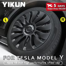 4 pezzi per Tesla Model Y Copriruota 19 pollici Coprimozzi sterzo Coprimozzo Protezione cerchione Kit di sostituzione Accessori esterni 2023