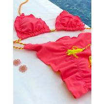 Rüschen Bikinis Quasten Badeanzug Frauen Patchwork Bademode Sexy Bikini Set Zwei Stück Anzüge Bandage Biquini