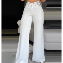 Pantaloni scavati a vita alta da donna primavera estate pantaloni con taglio a stivale retrò solidi pantaloni larghi coreani Y2K abiti casual femminili