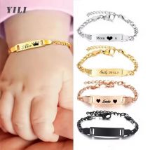 Personalisiertes Namensarmband für Jungen und Mädchen aus Edelstahl mit Gravur, Individuelles Babyarmband für Kinder, Maßgeschneidertes Geschenk