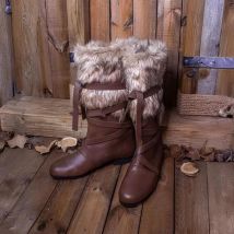 Mittelalterliche Renaissance Erwachsene Herren Wikinger Barbar Pu Leder Braun Vintage Mittelkalb Stiefel Halloween Party Cosplay Stiefel 2025