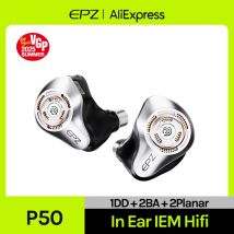 EPZ P50 1DD+2BA+2Planar Hybrid Drivers HiFi IEM 3.5/4.4 L-Shaped Replaceable Plug 6N Single Crystal Copper Silver-Plated Cable