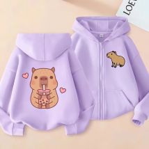 Lustige Kinder Capybara Zip Up Hoodie Kinder Hoodie Reißverschluss Kinder Capybara Sweatshirt Manga Kleidung Kind Mädchen Junge Top Hoody