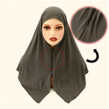 Cotton Modal Muslim Instant Hijab with Invisible Zipper Soild Ready to Wear Prayer Hijab Women Premium Adustable Jilbab Turban