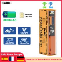 KuWFi 8000mAh 4G Router mobile 150Mbps Modem da viaggio portatile Batteria a lunga durata 2.4GHz 5.8Ghz Hotspot Wi-Fi singolo come Power Bank