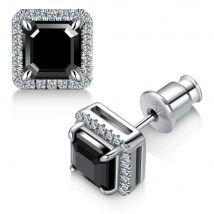 Alle Moissanit-Ohrstecker für Damen und Herren, schwarzes Quadrat, D-Farbe, Diamant, S925-Sterlingsilber, 18 Karat Weißgold vergoldet, Schmuck, Geschenk