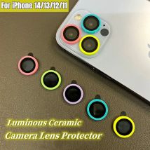 Protector de lente luminoso para iPhone 16 Pro Max 14 15 15 Pro Max lente de cámara de cerámica vidrio Protector en iPhone 16 Pro 14 pro max