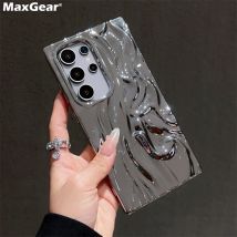 Luxuriöse glänzende Überzug-Handyhülle mit faltiger Textur für Samsung Galaxy S25 S24 Plus S23 FE Ultra Soft TPU Plian stoßfeste Abdeckung