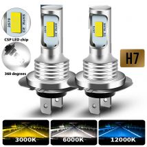 2 pezzi H7 H1 H8 H9 H11 9005 9006 lampadine a LED HB3 HB4 CSP LED faro super luminoso lampada DRL 6000K bianco 3000K giallo 12000K blu