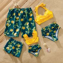Patpat Family passend zu Allover Lemon Print und zweiteiligem Badeanzug mit festem Neck holder oder Badehose-Shorts für den Sommer