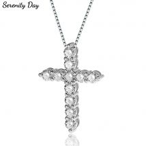 Serenity 5mm D Farbe Moissanit Kreuz Halskette Für Frauen Mann Geschenk S925 Sterling Silber Labor Diamant Anhänger Hals Kette vergoldet 18K