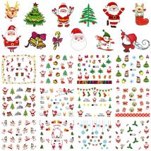 12 Sheets Water Transfer Nail Art Stickers Decals Nails Decorations Manicure Tools Christmas tree Santa Claus Snowman Design