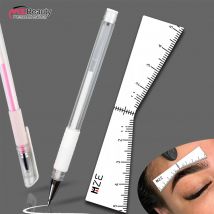 Narzędzia do znakowania pozycji brwi Zestaw do mapowania kształtu brwi Microblading z białym pisakiem i linijką do konturowania brwi Zestawy do makijażu