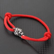Gothic Edelstahl Löwenkopf Armband für Männer hand gefertigte verstellbare glückliche rote Schnur Braslet HipHop Rock Punk Zubehör Geschenk