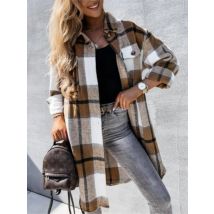 Vintage All-match Lattice Print Shirts Women Casual Loose Lapel Pocket Single Breasted Midi Blouses Lady Commuting Clothing Tops