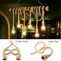 E27 Lampen sockel halter Vintage Hanfseil Elektrokabel für DIY E27 Edison Glühbirne Pendel leuchte Doppel-/Einzel kopf Natur jute