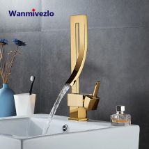 Wanmivezlo Badezimmer-Waschtischarmatur, Messing, Deckmontage, Wasserfall-Mischbatterien, Einhebelmischer für heißes und kaltes Wasser