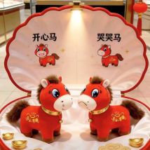 uu Weinendes & Lächelndes Pferd Plüsch-Set - Tierkreiszeichen-Maskottchen, Schreibtisch-Deko Emotionales Stofftier-Paar