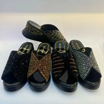 Frauen Plattform High Heels Strass Hausschuhe Dame Mulles Schuhe Party Schuhe Für Damen Luxus Strass Sandalen F5-107-2