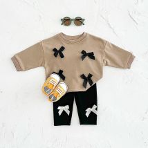 0-3y Frühling Herbst Neugeborene Baby Kleidung Kinder setzt Langarm Bogen Pullover Top Hosen Baby Baby Anzug 2St