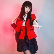 Anime Kakegurui Jabami Yumeko Cosplay Kostüm Sayaka Compulsive Gambler Anime Schule Mädchen JK Uniform Jacke Hoodie Vollen Satz
