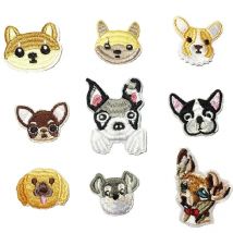 puppy Cute dog Chihuahua Shiba Husky Animal Head Patch Iron On Embroidery For Clothing Backpack Decoration Small Applique